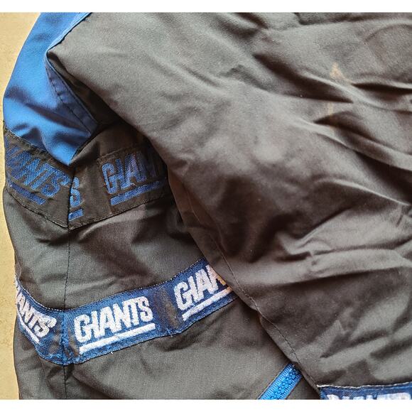 New York Giants 90s PROPLAYER puffer HELMET Tape jacket S black blue NFL vintage - Picture 4 of 8